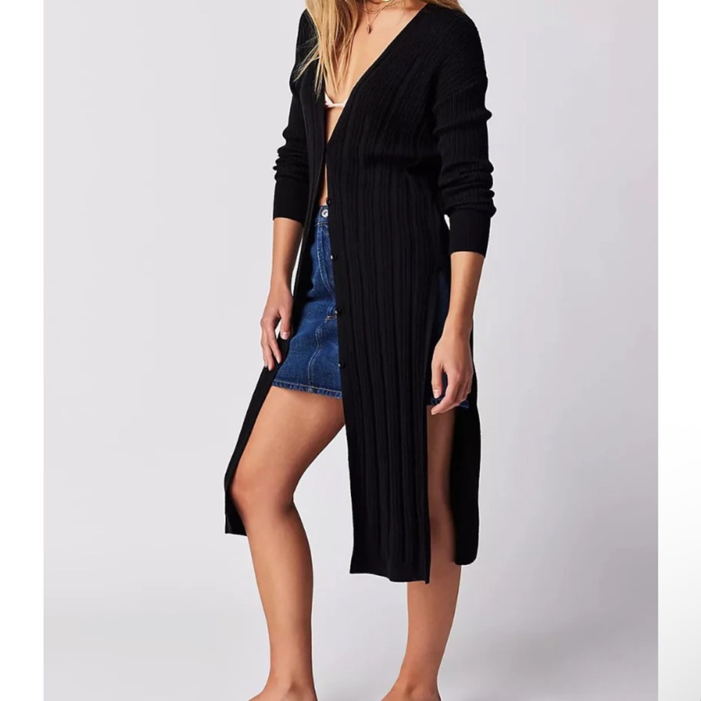 Free people skilight Black Long Cardigan